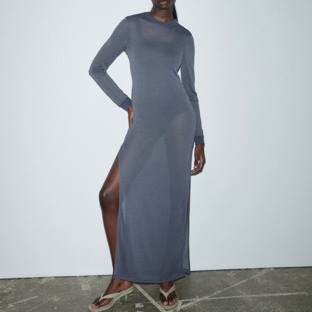 NEW WITH TAGS zara blue tulle long dress